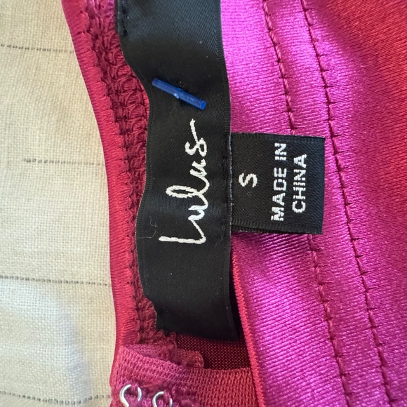 Lulus Fuchsia Satin Structured Mini Dress Strappy Cocktail Party Small - Picture 7 of 10